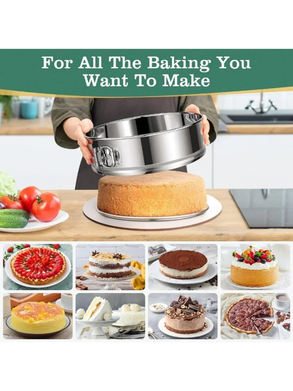 Springform Pan Set - 4/7/9/10 Inch, Removable Bottom, Durable Stainless Steel